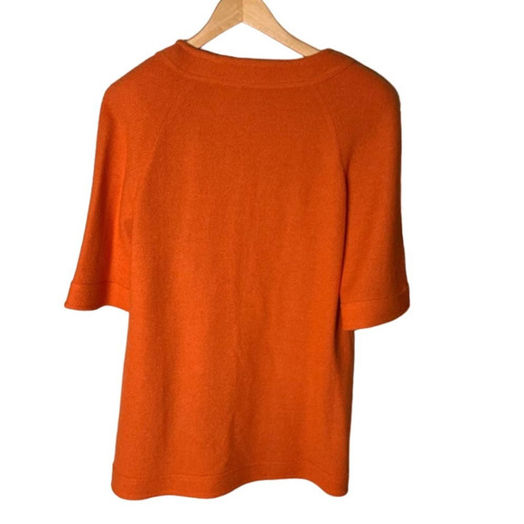 St. John Size 8 Orange Santana Short Sleeve Cardigan Sweater - Picture 2 of 4